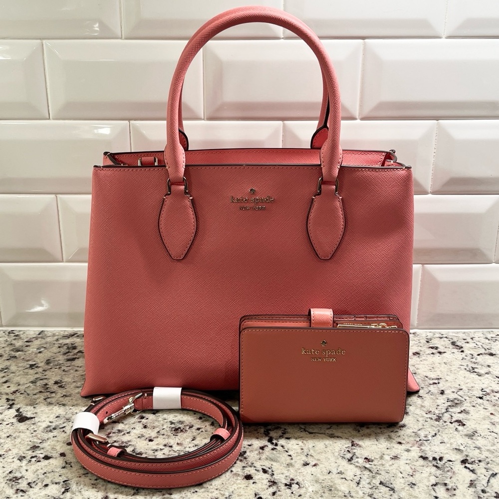 Kate Spade Rae Medium Satchel Crossbody Bag and Madison L Zip Wallet Set NWOT